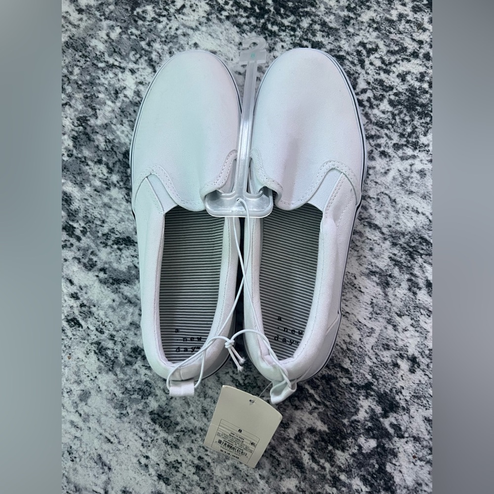 NWT White Slip-On Sneakers Size 8